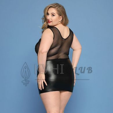Элегантное платье JSY &laquo;Леди София&raquo; Plus Size, black, мелкая сетка, вышивка, экокожа 106432 фото