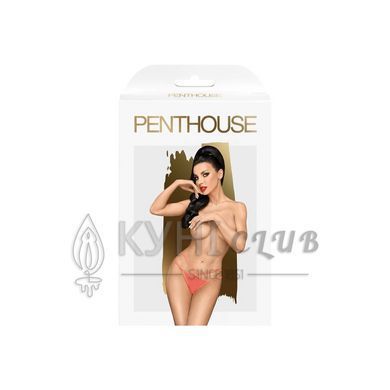 Трусики-стрінги Penthouse Classified M/L Orange, подвійні резиночки, непрозора вставка та бантик 104507 фото