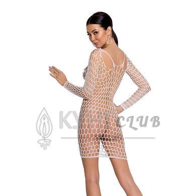Бодистокинг-платье с глубоким воротом Passion BS093 white, длинные рукава 104359 фото