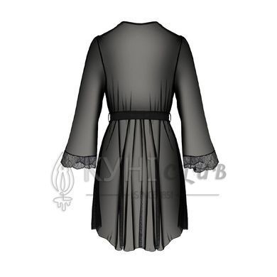 Пеньюар Passion AMBERLY PEIGNOIR 4XL/5XL, black, ажурні декольте та манжети, широкі рукави 104965 фото