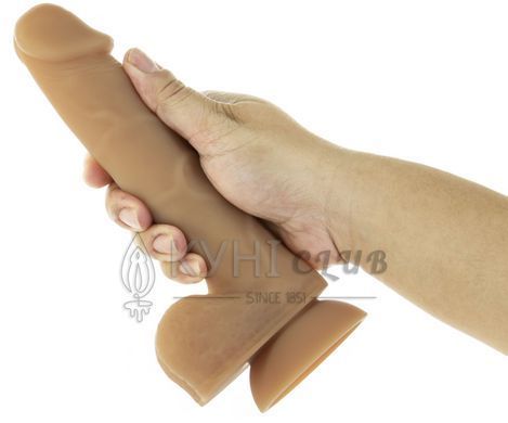 Гибкий фаллоимитатор на присоске ADDICTION &mdash; ANDREW 8&Prime; Silicone Dong &mdash; Caramel, вибропуля в подарок 103472 фото