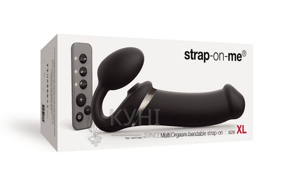 Безремневой вибрострапон с вакуумной стимуляцией Strap-On-Me MULTI ORGASM - XL - Black 105154 фото