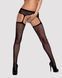 Сетчатые чулки-стокинги с цветочным рисунком Obsessive Garter stockings S207 XL/XXL, черные, имитаци 105251 фото 1