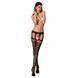 Эротические колготки-бодистокинг Passion S025 black, имитация ажурных чулочков с пояском 100827 фото 3