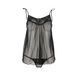 Сорочка прозора бебі дол Passion MELANIA CHEMISE L/XL, black, трусики, на тонких бретелях 109132 фото 3