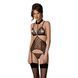 Корсет з відкритими грудьми Passion DOMINICA CORSET L/XL black, пажі для панчіх, стрінги 106303 фото 1