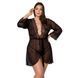 Пеньюар Passion AMBERLY PEIGNOIR 4XL/5XL, black, ажурні декольте та манжети, широкі рукави 104965 фото 1