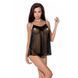 Сорочка прозора бебі дол Passion MELANIA CHEMISE L/XL, black, трусики, на тонких бретелях 109132 фото 1