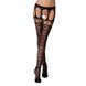 Эротические колготки-бодистокинг Passion S025 black, имитация ажурных чулочков с пояском 100827 фото 1