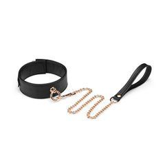 Нашийник з повідцем Liebe Seele Black Organosilicon Collar with Leash, екошкіра 107487 фото