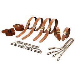 Набір для бондажу LOCKINK 8-Bondage-Straps Restraint Set, коричневий, 8 ременів з натуральної шкіри 109993 фото