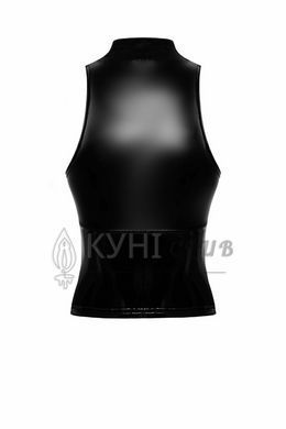 Топ Noir Handmade F324 Glam, S, black, халтер, на блискавці, вінілові вставки, комір-стійка 108373 фото