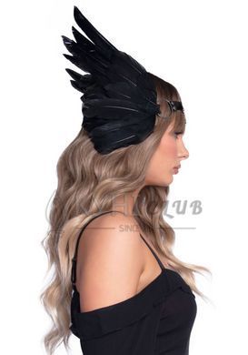 Пов&rsquo;язка на голову з крилами Leg Avenue Feather headband Black, пір&rsquo;я та натуральна шкіра 105918 фото