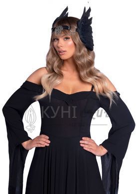 Пов&rsquo;язка на голову з крилами Leg Avenue Feather headband Black, пір&rsquo;я та натуральна шкіра 105918 фото