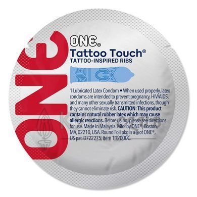 Набор презервативов ONE Tattoo Touch, 100 шт, с рельефом в виде тату, 3 разновидности, упаковка-тубус 109802 фото
