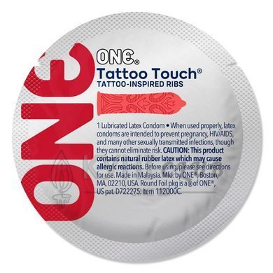 Набор презервативов ONE Tattoo Touch, 100 шт, с рельефом в виде тату, 3 разновидности, упаковка-тубус 109802 фото