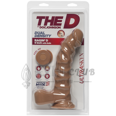 Фалоімітатор Doc Johnson The D - Ragin D - 9 Inch With Balls - ULTRASKYN - Caramel, діаметр 5,1 см 100617 фото