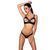 Комплект з екошкіри Passion CELINE BIKINI L/XL black, відкритий бра зі стрічками, стрінги 104362 фото