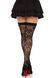 Чулки Leg Avenue Wild rose net thigh highs, One Size, черные, широкая резинка, рисунок-розы 110075 фото 2
