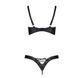 Комплект з екошкіри Passion CELINE BIKINI L/XL black, відкритий бра зі стрічками, стрінги 104362 фото 4