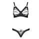 Комплект з екошкіри Passion CELINE BIKINI L/XL black, відкритий бра зі стрічками, стрінги 104362 фото 3