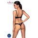 Комплект з екошкіри Passion CELINE BIKINI L/XL black, відкритий бра зі стрічками, стрінги 104362 фото 2