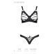 Комплект з екошкіри Passion CELINE BIKINI L/XL black, відкритий бра зі стрічками, стрінги 104362 фото 5