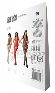 Бодістокінг з плетінням на животику Passion BS100 One Size, white, декоративний шов, з доступом 106960 фото