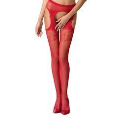 Эротические колготки-бодистокинг Passion S005 red, имитация чулок и пояса для чулок 101139 фото