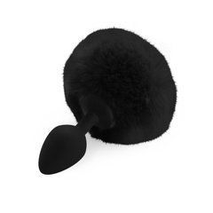 Силіконова анальна пробка М Art of Sex - Silicone Butt plug Rabbit Tail Black, діаметр 3,5 см 104672 фото