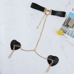 Пестис-сердечка з пензликами та чокером JSY Nipple Sticker RT236114 Black 107298 фото