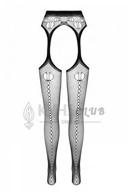 Еротичні колготки-бодістокінг Passion ECO S008 black, з імітацією панчіх та пояса 107716 фото