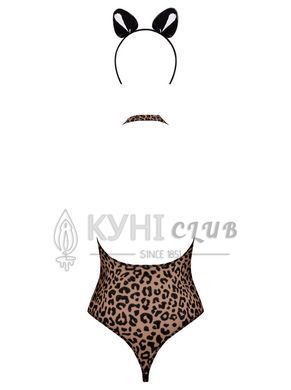 Еротичний костюм леопарда Obsessive Leocatia teddy XXL, боді, обруч з вушками 105692 фото
