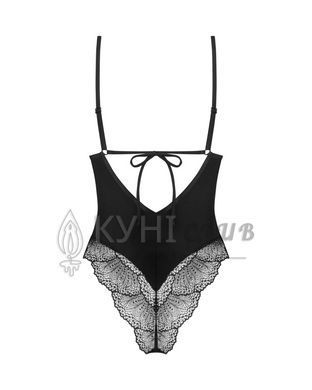 Тедди Obsessive Lobellis teddy, XL/2XL, черное, лиф с мягкой чашкой, открытая спина, низ-стринги 109971 фото