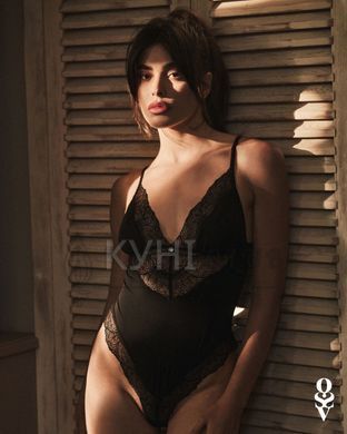 Тедди Obsessive Lobellis teddy, XL/2XL, черное, лиф с мягкой чашкой, открытая спина, низ-стринги 109971 фото