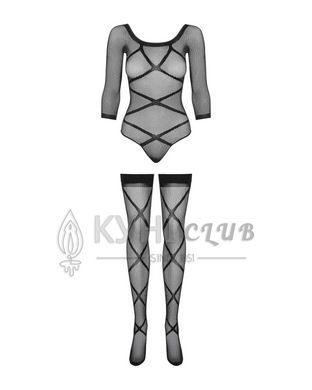 Бодистокинг Obsessive Bodystocking G320 S/M/L, чулки, боди, декор в виде линий 105225 фото