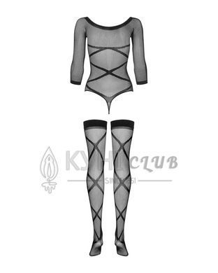 Бодистокинг Obsessive Bodystocking G320 S/M/L, чулки, боди, декор в виде линий 105225 фото