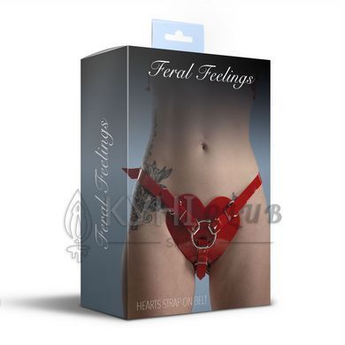 Трусики Серце для страпону Feral Feelings - Hearts Strap-on Belt Red 107336 фото