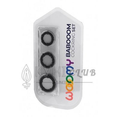 Набір ерекційних кілець Wooomy Babooom cockring set, 3 розміри, відмінно тягнуться 105420 фото