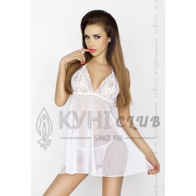 Прозрачная сорочка беби долл JANET CHEMISE white L/XL - Passion, трусики 101531 фото