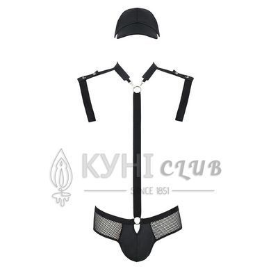 Комплект эротического мужского белья Passion 038 JOHN S/M Black, боди, кепка 105563 фото