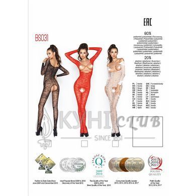 Бодистокинг Passion BS031 red, комбинезон с открытой грудью 101491 фото