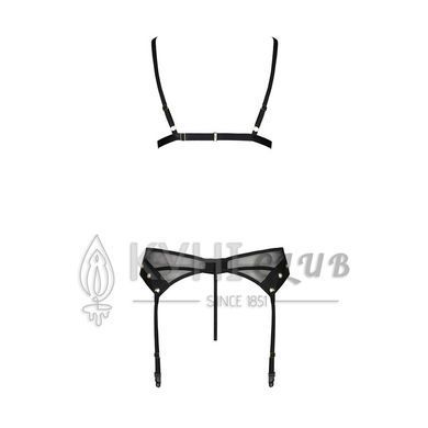 Комплект білизни Passion NESSY SET S/M black, бюстгальтер, пояс для панчіх, стрінги 106328 фото