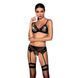 Комплект білизни Passion NESSY SET S/M black, бюстгальтер, пояс для панчіх, стрінги 106328 фото 1