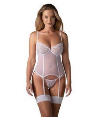 Корсет Obsessive Alissium corset & thong, XS/S, гибкие косточки, открытая спина, стринги в комплекте 109655 фото
