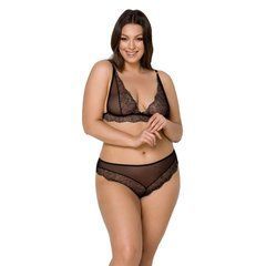 Комплект білизни Passion AMBERLY SET 4XL/5XL black, ліф, трусики бразиліана, люрексова нитка 104967 фото