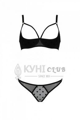 Еротичний комплект Passion MARINA SET WITH OPEN BRA, S/M, black, відкриті чашки 107743 фото