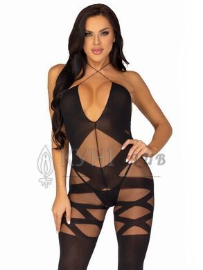 Бодістокінг Leg Avenue Illusion halter bodystocking One size Black, доступ 106607 фото