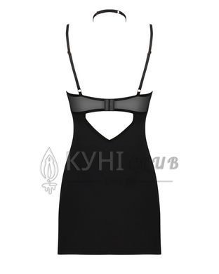 Сорочка Obsessive Selinne chemise & thong XL/2XL Black, стринги, двойные бретели 106674 фото