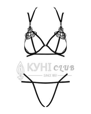 Эротический комплект из стреп Obsessive Badossa 2-pcs set L/XL, черный, с доступом, бюстгальтер, стр 105202 фото